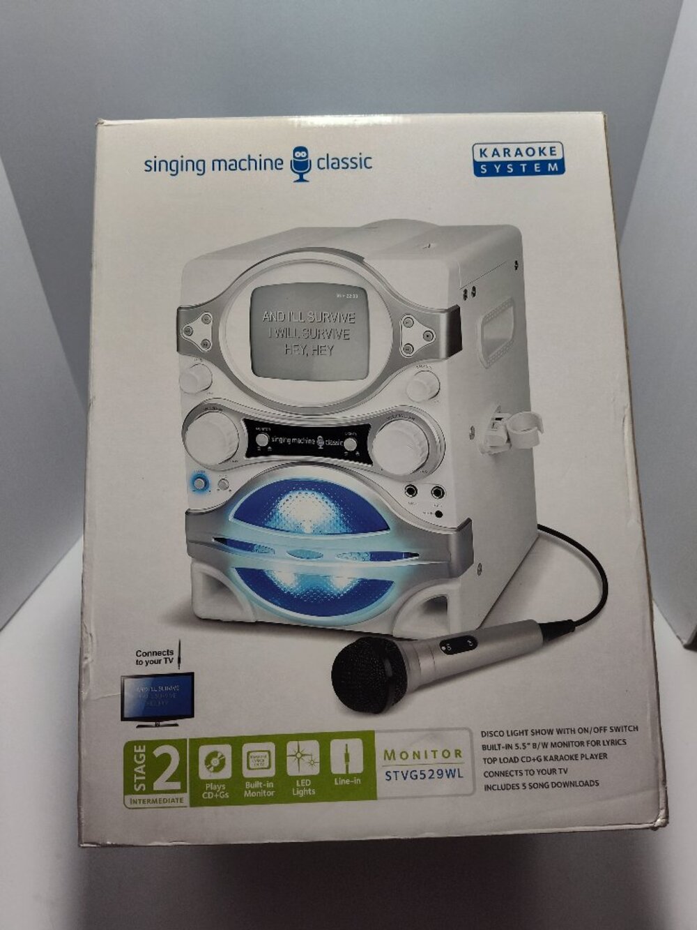 Singing Machine Classic Karaoke System STVG529WL 5.5in Monitor Disco Lights NEW